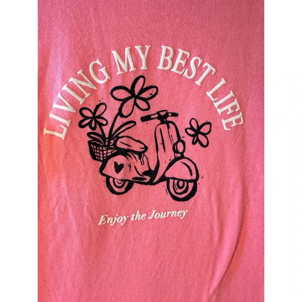Old Navy Girls Pink Living My‎ Best Life Scooter Graphic T-Shirt Size S 6-7